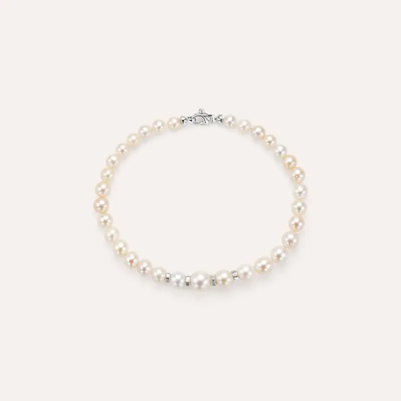 Bracciale Gold Pearls Oro Bianco Perla D Acqua Dolce Diamante