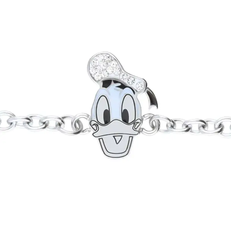 Bracciale in acciaio con Paperino e strass