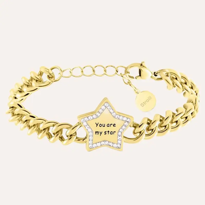 Bracciale Lady Message Acciaio Dorato Spirituality e Cristalli