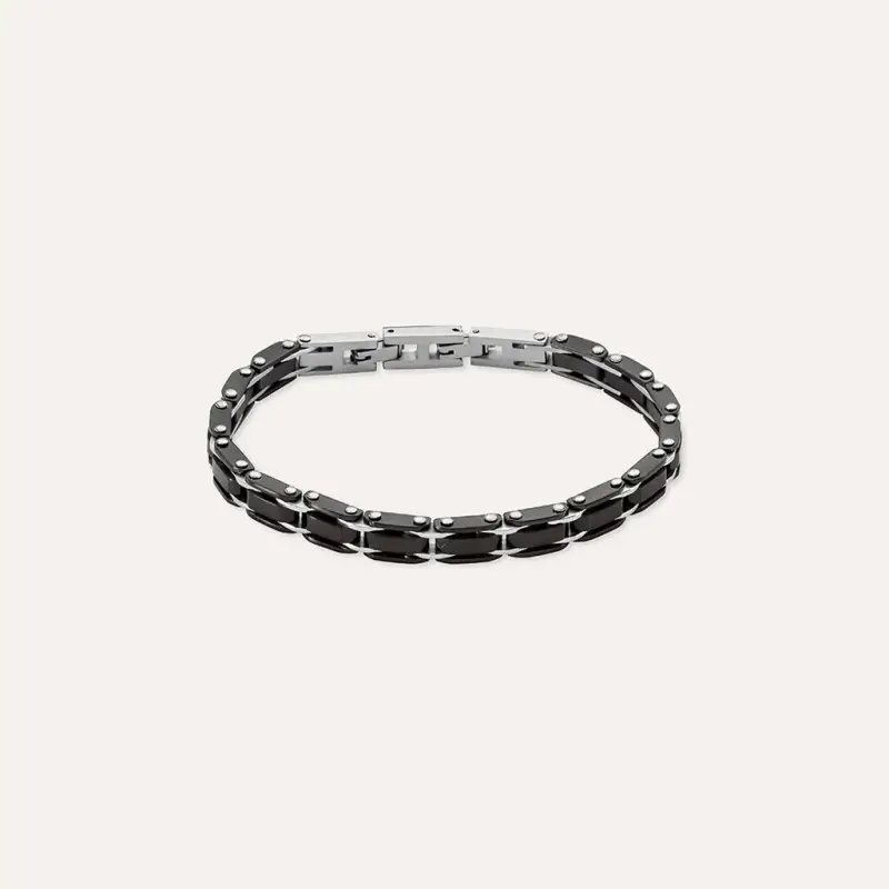 Bracciale Man Code Acciaio Bicolore Bianco / Nero