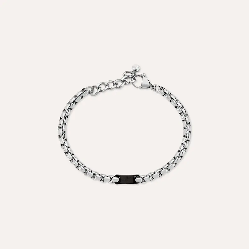 Bracciale Man Code Acciaio Bicolore Bianco / Nero