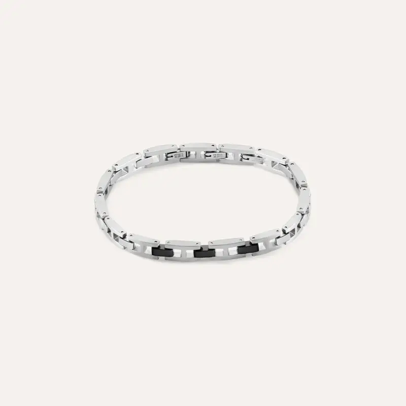 Bracciale Man Code Acciaio Bicolore Bianco / Nero