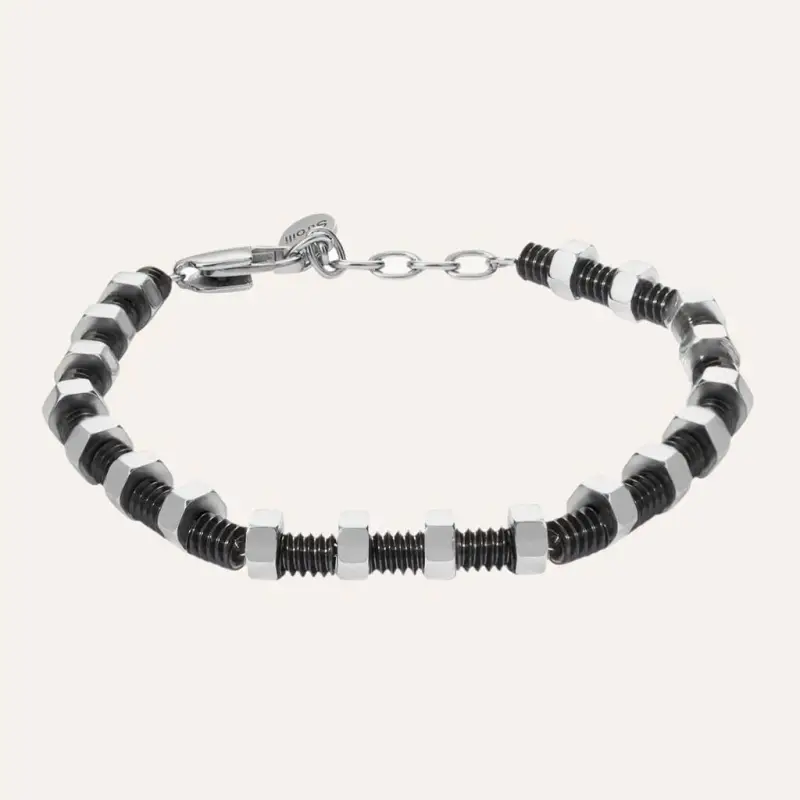 Bracciale Man Code Acciaio Bicolore Bianco / Nero
