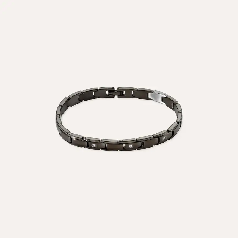 Bracciale Man Code Acciaio Nero Cubic Zirconia