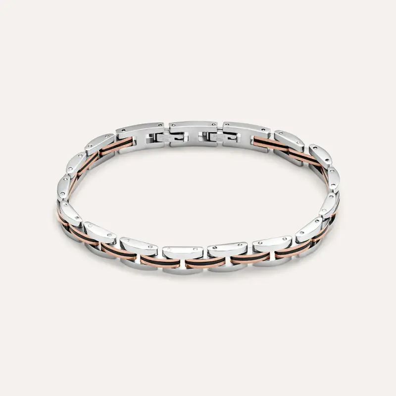 Bracciale Man Code Acciaio Tricolore Bianco / Rosa / Nero