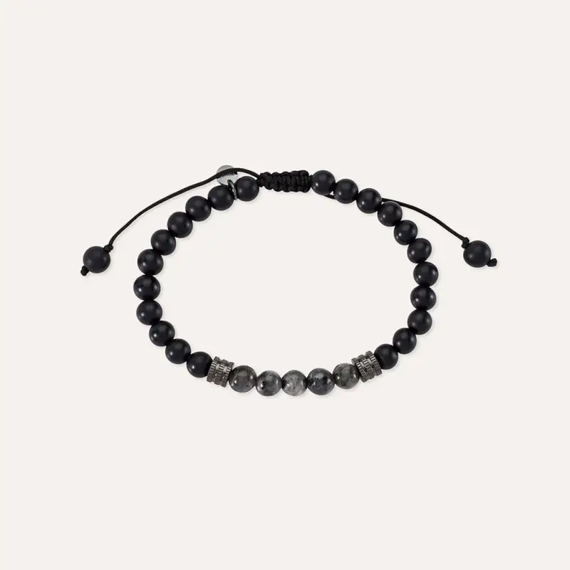 Bracciale Man Code Ottone Nero Labradorite