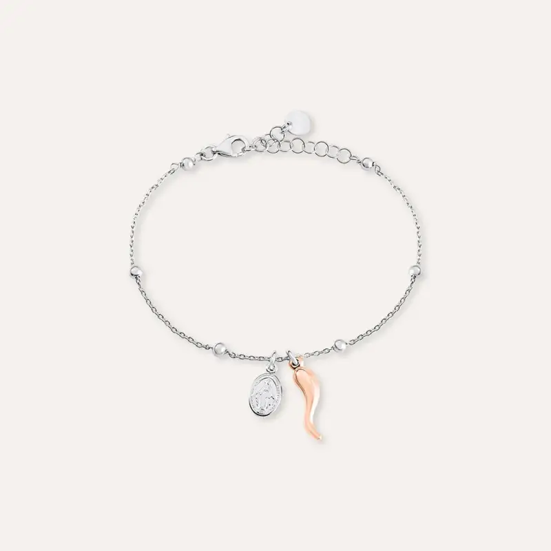 Bracciale Rosario Silver Soul Argento Bicolore Bianco / Rosa