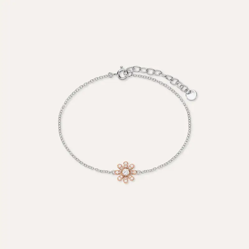 Bracciale Silver Moments Argento Bicolore Bianco / Rosa Cubic Zirconia