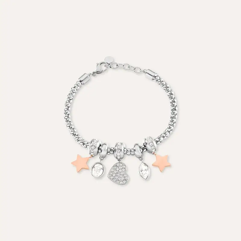 Bracciale Sunrise Acciaio Bicolore Bianco / Rosa Cristallo