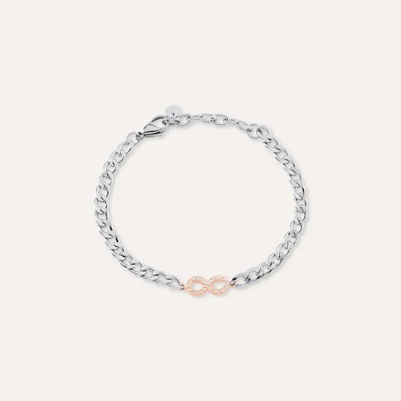 Bracciale Sunrise Acciaio Bicolore Bianco / Rosa Cristallo