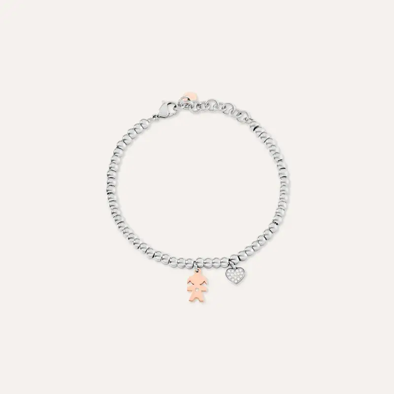 Bracciale Sunrise Acciaio Bicolore Bianco / Rosa Cubic Zirconia
