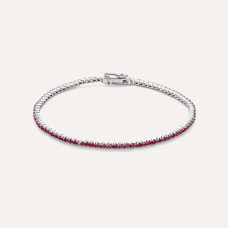 Bracciale Tennis Charlotte Oro Bianco Rubino