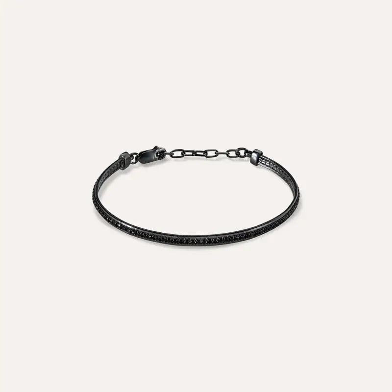Bracciale Tennis Gentleman Argento Nero Cubic Zirconia