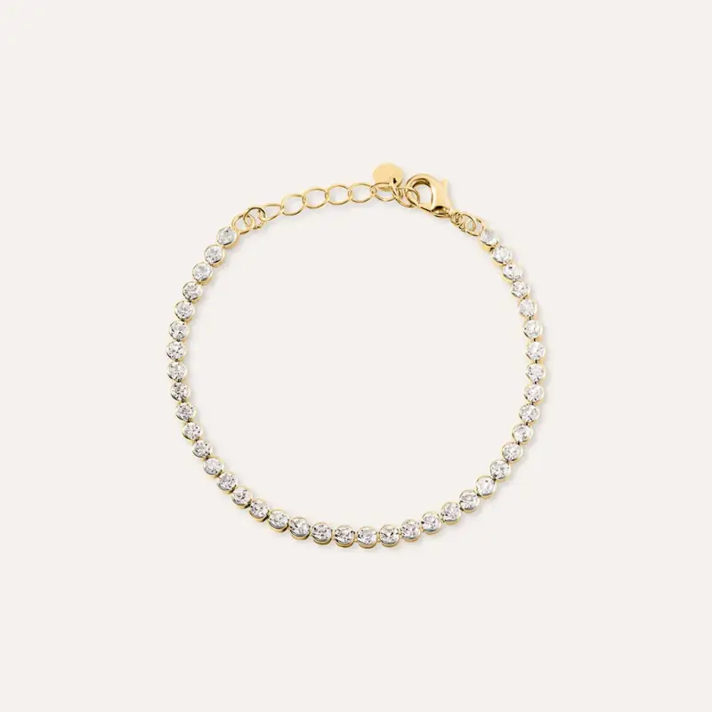 Bracciale Tennis Romantic Shine Metallo Dorato Cristallo