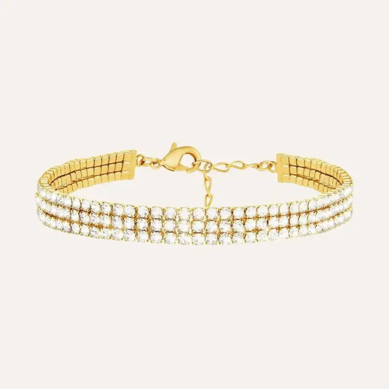 Bracciale Tennis Romantic Shine Metallo Dorato Cristallo