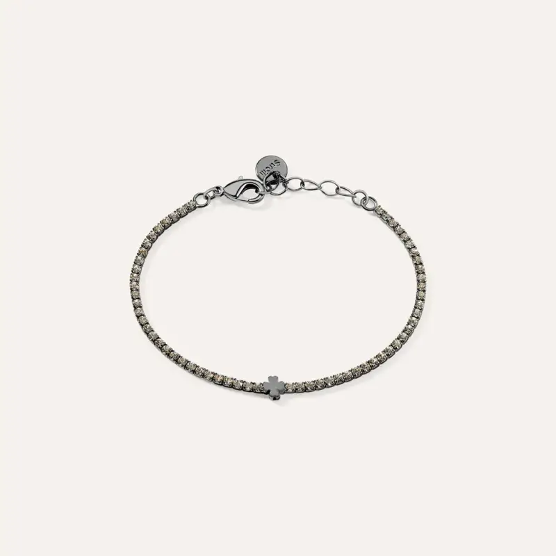 Bracciale Tennis Romantic Shine Metallo Nero Cristallo