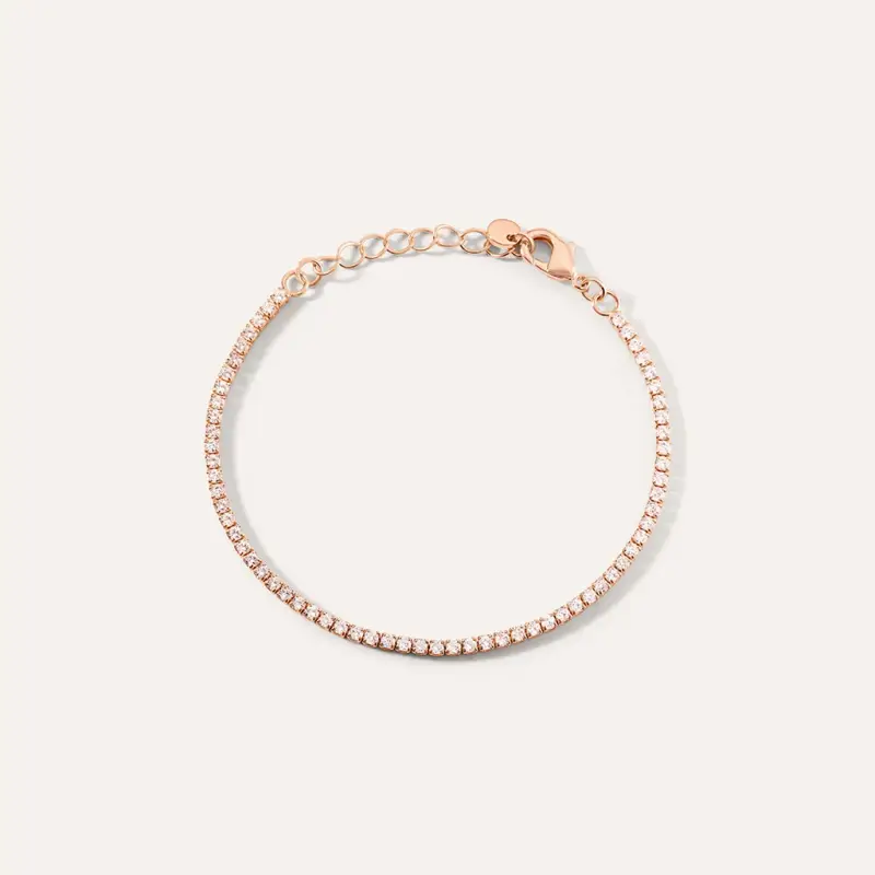 Bracciale Tennis Romantic Shine Metallo Rosa Cristallo