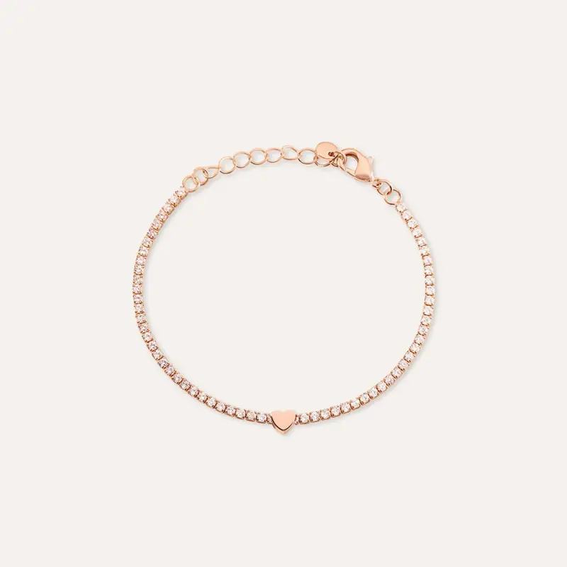 Bracciale Tennis Romantic Shine Metallo Rosa Cristallo