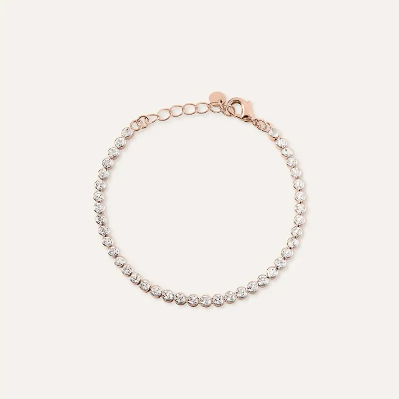 Bracciale Tennis Romantic Shine Metallo Rosa Cristallo