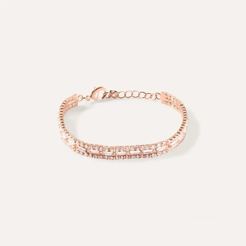 Bracciale Tennis Romantic Shine Metallo Rosa Cristallo