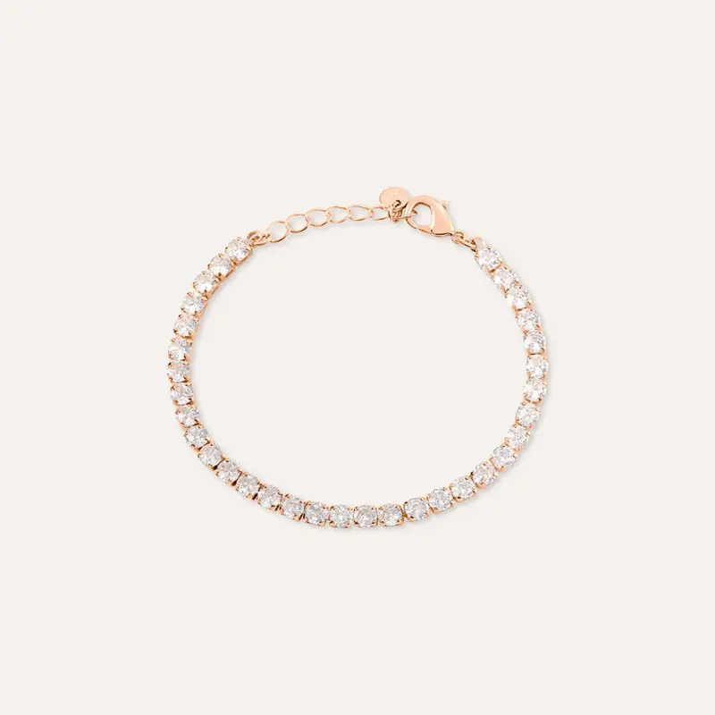 Bracciale Tennis Romantic Shine Metallo Rosa Cristallo