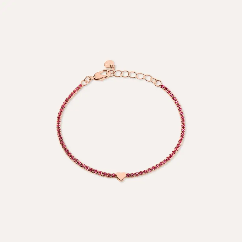 Bracciale Tennis Romantic Shine Metallo Rosa Cristallo