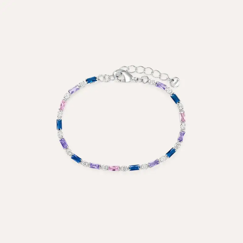 Bracciale Tennis Romantic Shine Ottone Bianco Cristallo