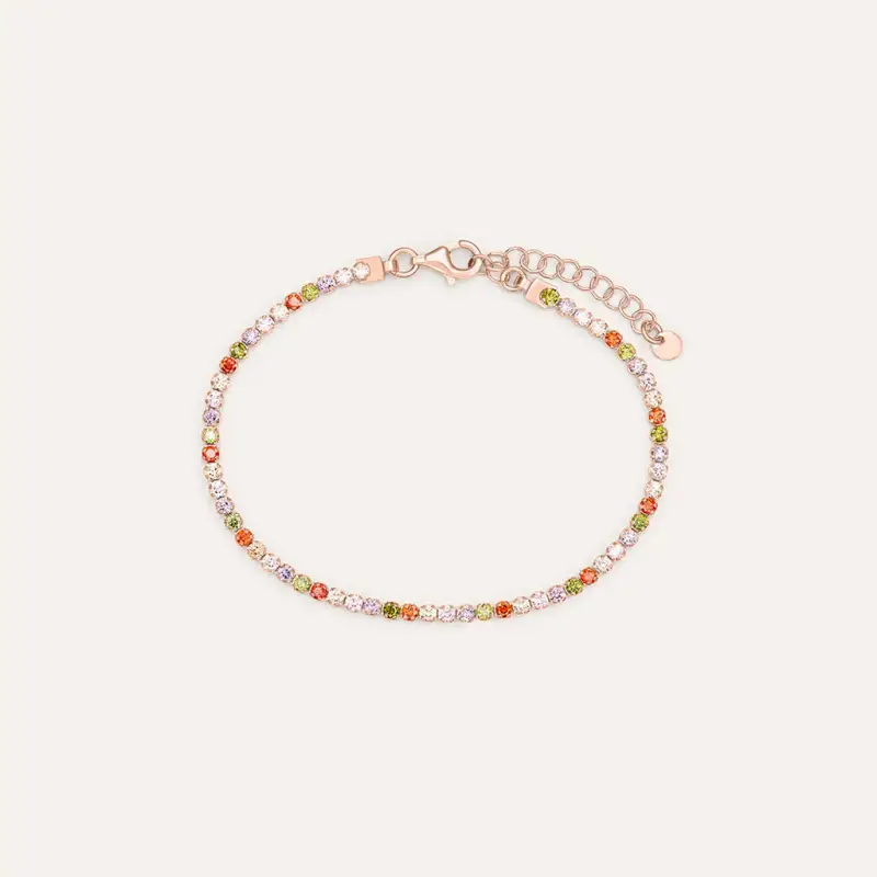 Bracciale Tennis Silver Rainbow Argento Rosa Cubic Zirconia