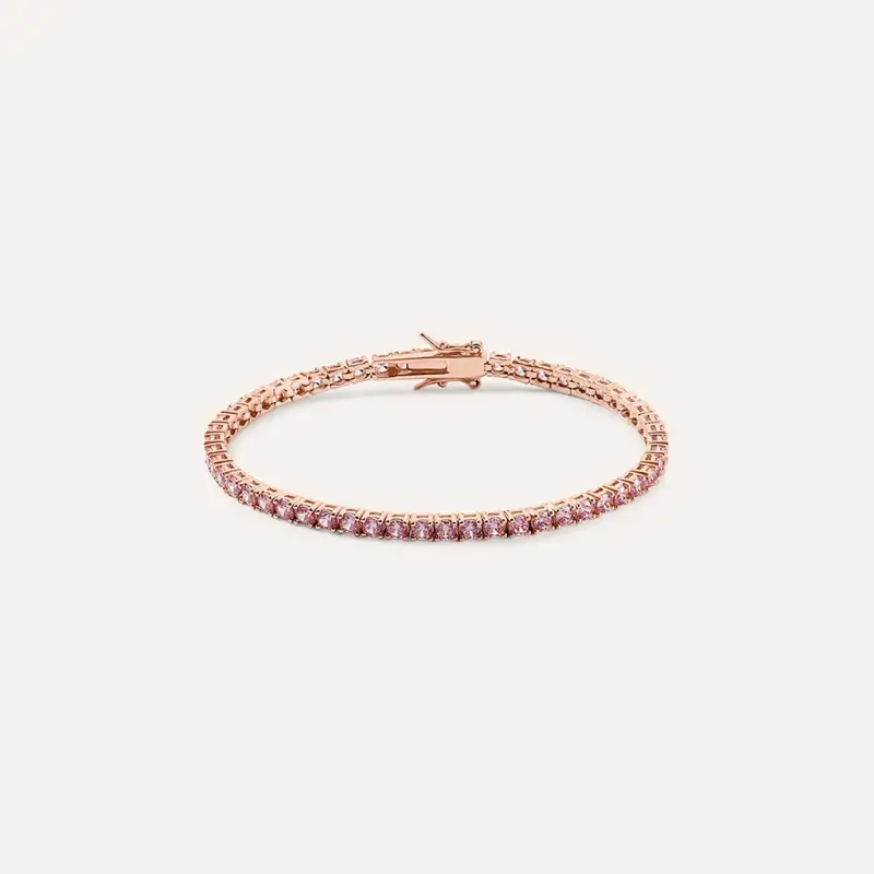 Bracciale Tennis Silver Rainbow Argento Rosa Cubic Zirconia