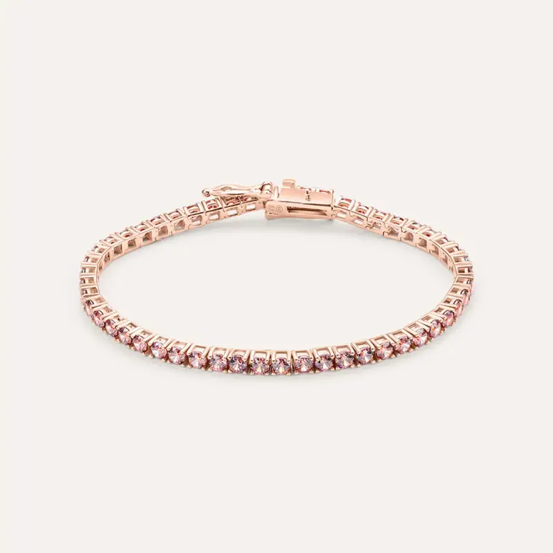 Bracciale Tennis Silver Rainbow Argento Rosato Cubic Zirconia