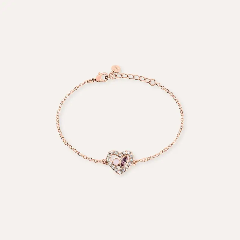 Bracciale Violet Ottone Rosa Cristallo