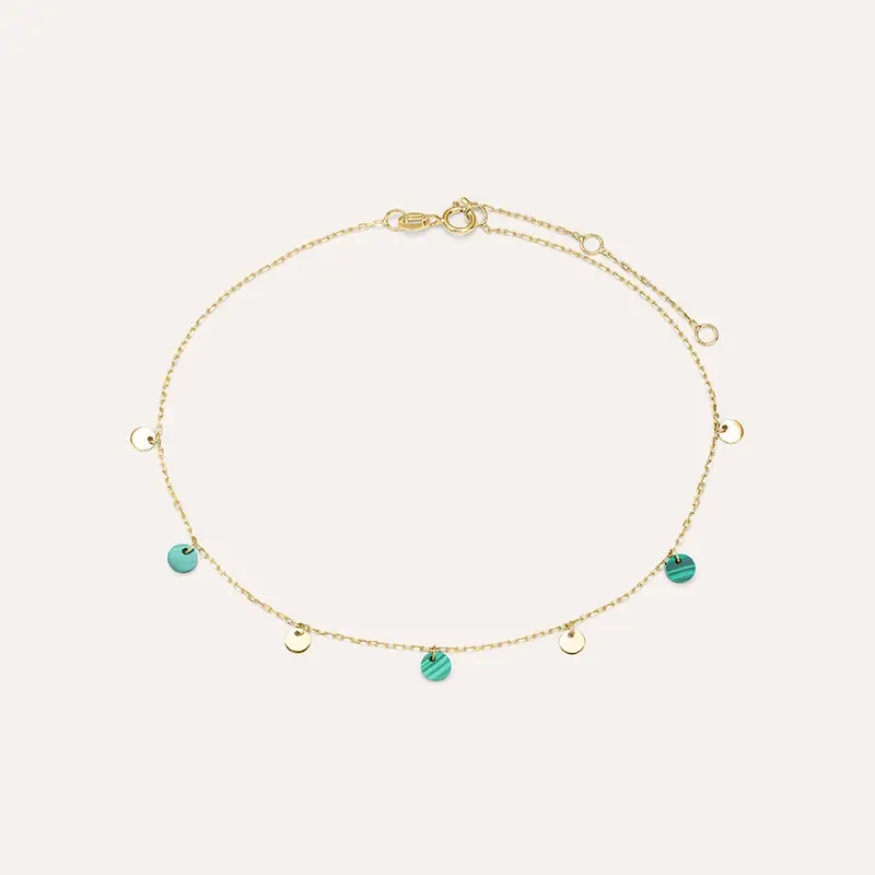 Cavigliera Beverly Oro Giallo Malachite