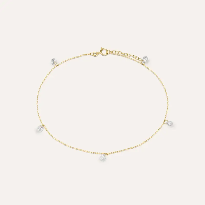 Cavigliera Multi Punto Luce Beverly Oro Giallo Cubic Zirconia