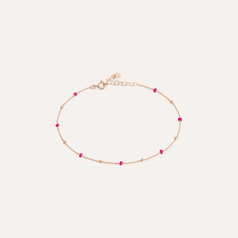 Cavigliera Silver Collection Argento Rosa Pietra sintetica