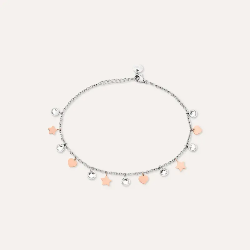 Cavigliera Sunrise Acciaio Bicolore Bianco / Rosa Cristallo