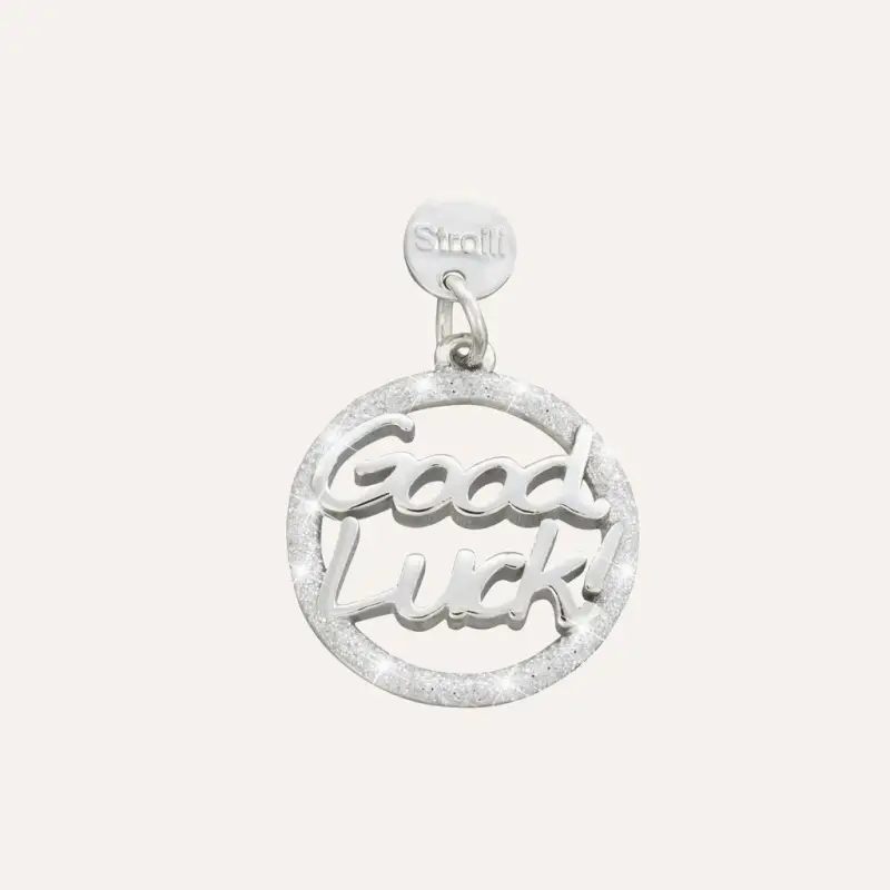 Charm in argento rodiato e glitter