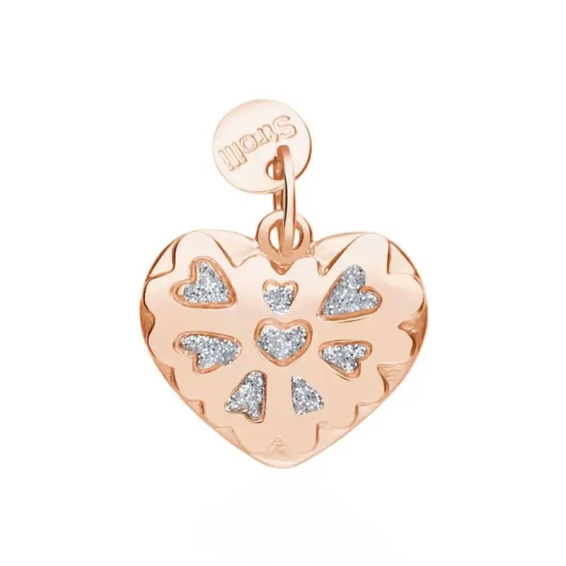Charm in argento rodiato e glitter