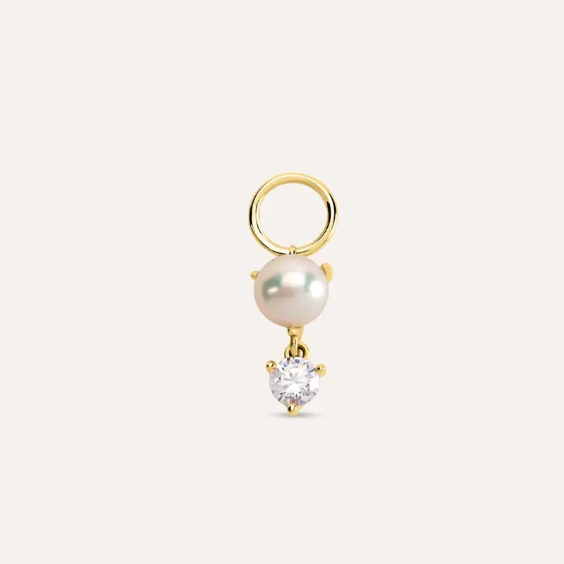 Charm Toujours Oro Giallo Perla D Acqua Dolce Cubic Zirconia