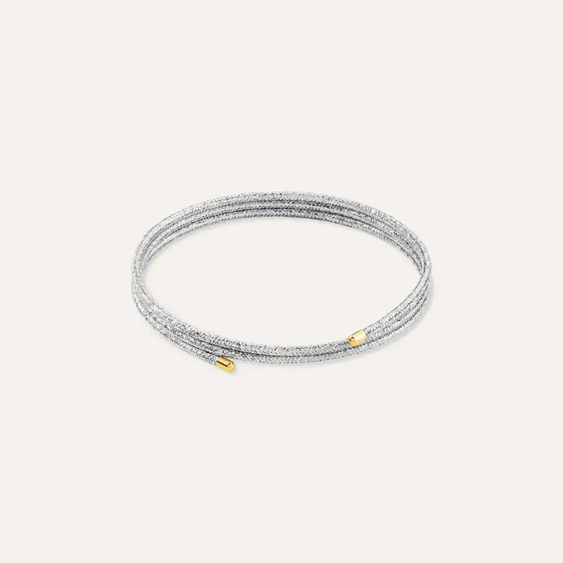 Choker Magnetico Cordino Argentato e Acciaio Dorato