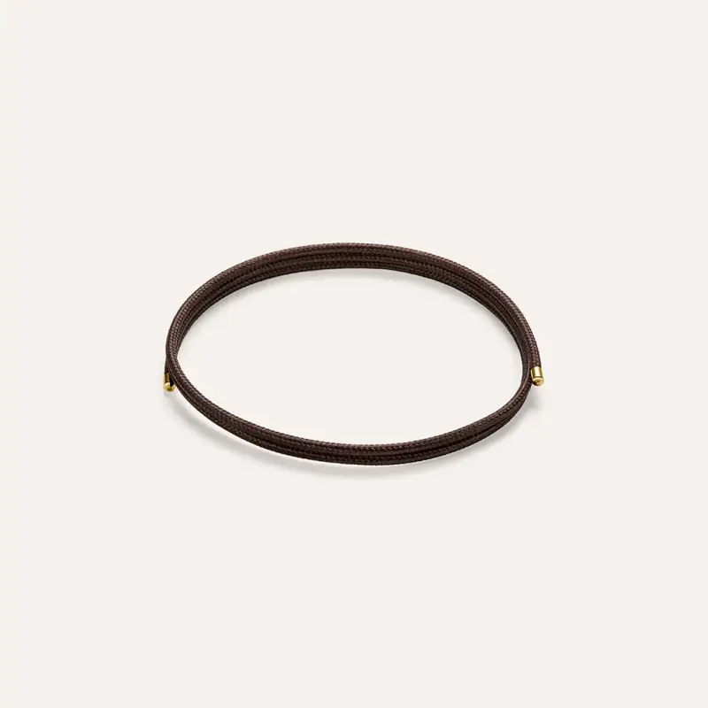 Choker Magnetico Cordino Marrone e Acciaio Dorato
