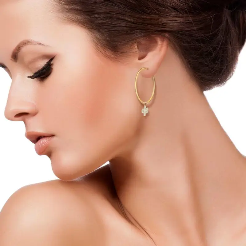 Ciondolo cactus in oro giallo e zirconi miniatura 2