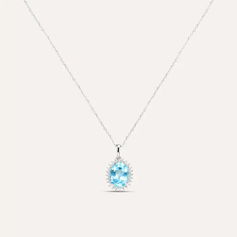 Collana Amélie Oro Bianco Topazio Cubic Zirconia