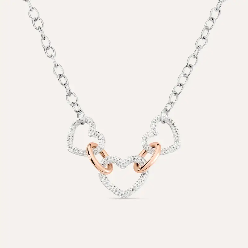 Collana Aura Acciaio Bicolore Bianco / Rosa Cristallo