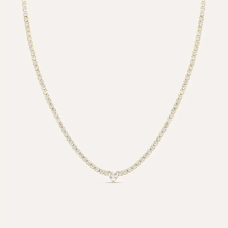 Collana Aura Acciaio Dorato Cristallo