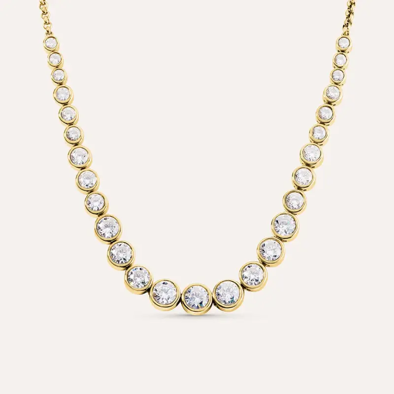 Collana Aura Acciaio Dorato Cubic Zirconia