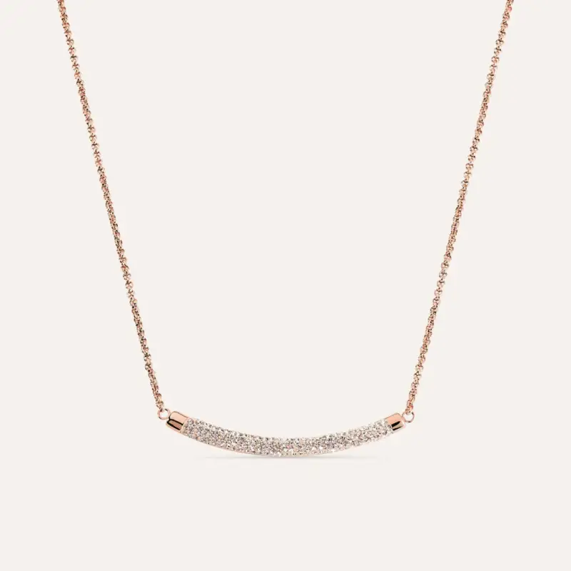 Collana Aura Acciaio Rosa Cristallo