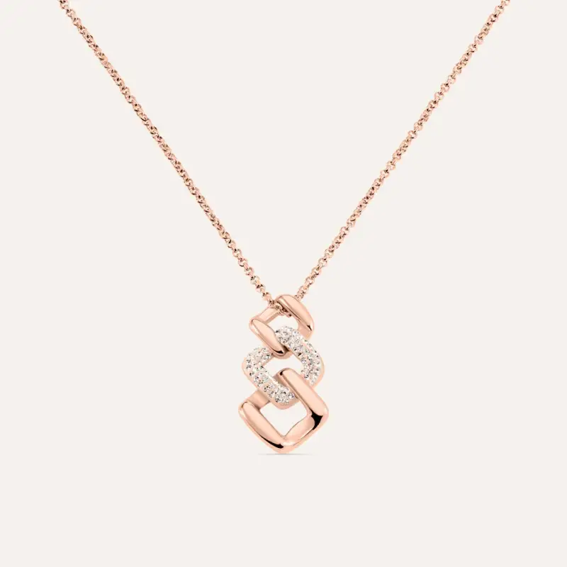 Collana Aura Acciaio Rosa Cristallo