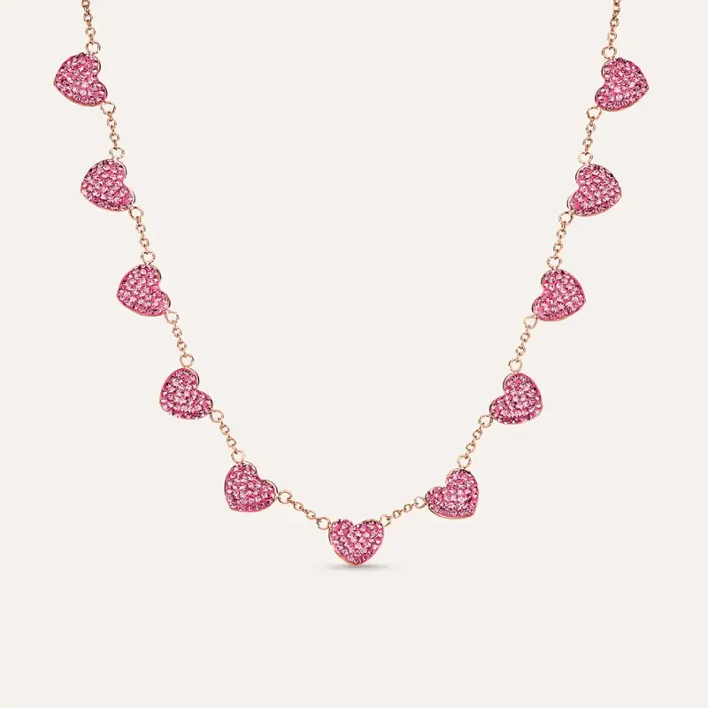 Collana Aura Acciaio Rosa Cristallo