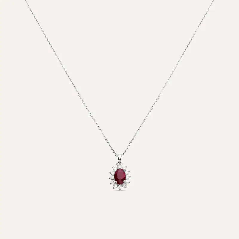 Collana Charlotte Oro Bianco Rubino Diamante