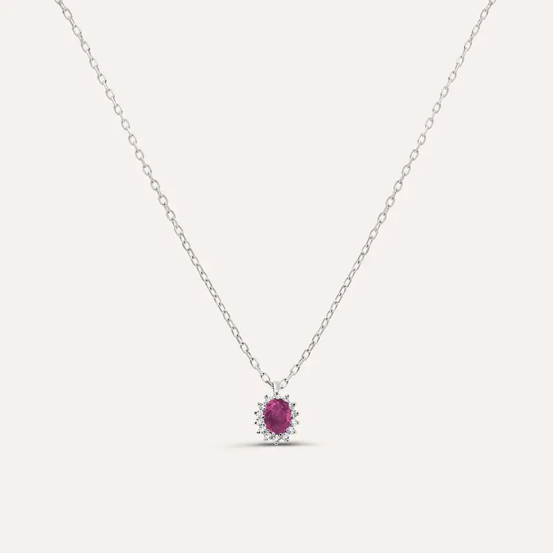 Collana Charlotte Oro Bianco Rubino Diamante